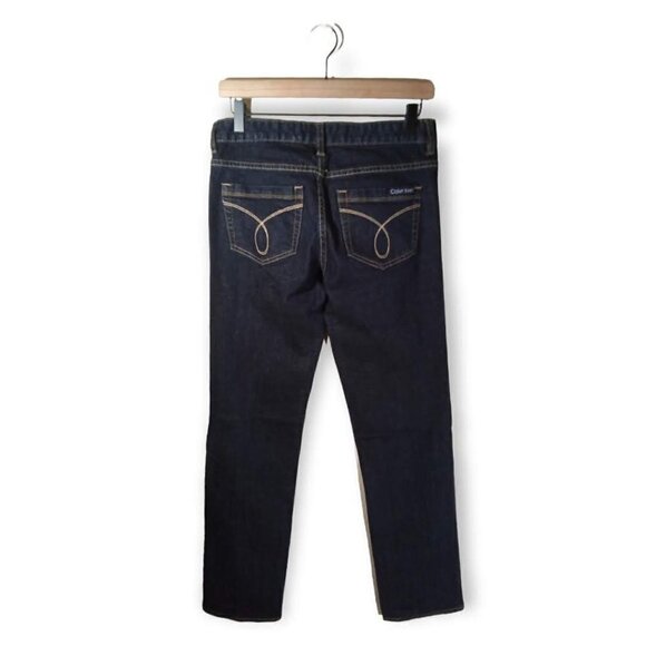 CALVIN Klein Dark Wash Mid-Rise Straight Leg Jeans Size 4 - Picture 2 of 4